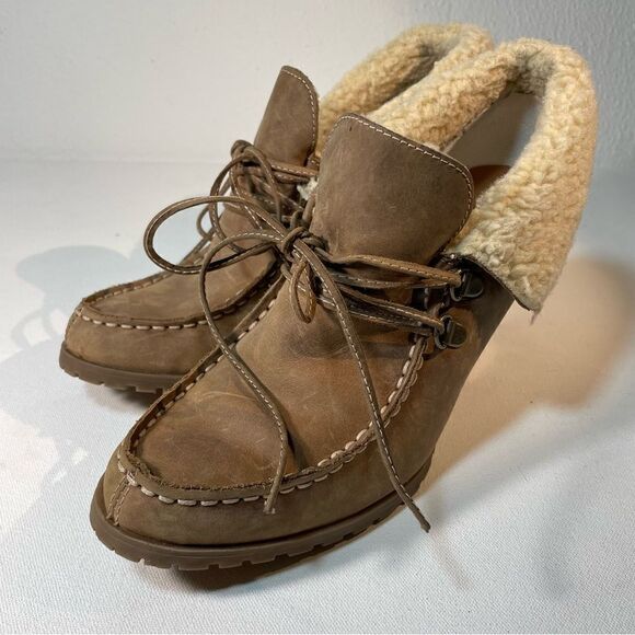 Audrey Brooke Roxy2 tan leather booties with Sherpa size 9 - Picture 9 of 12